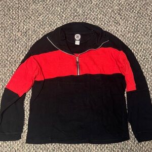 Men's Black and Red Half-Zip Sweater